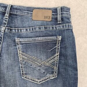 BKE Tyler 36x30 Bootcut Mens Jeans Blue Medium Wash Denim Embroidered ABS43139